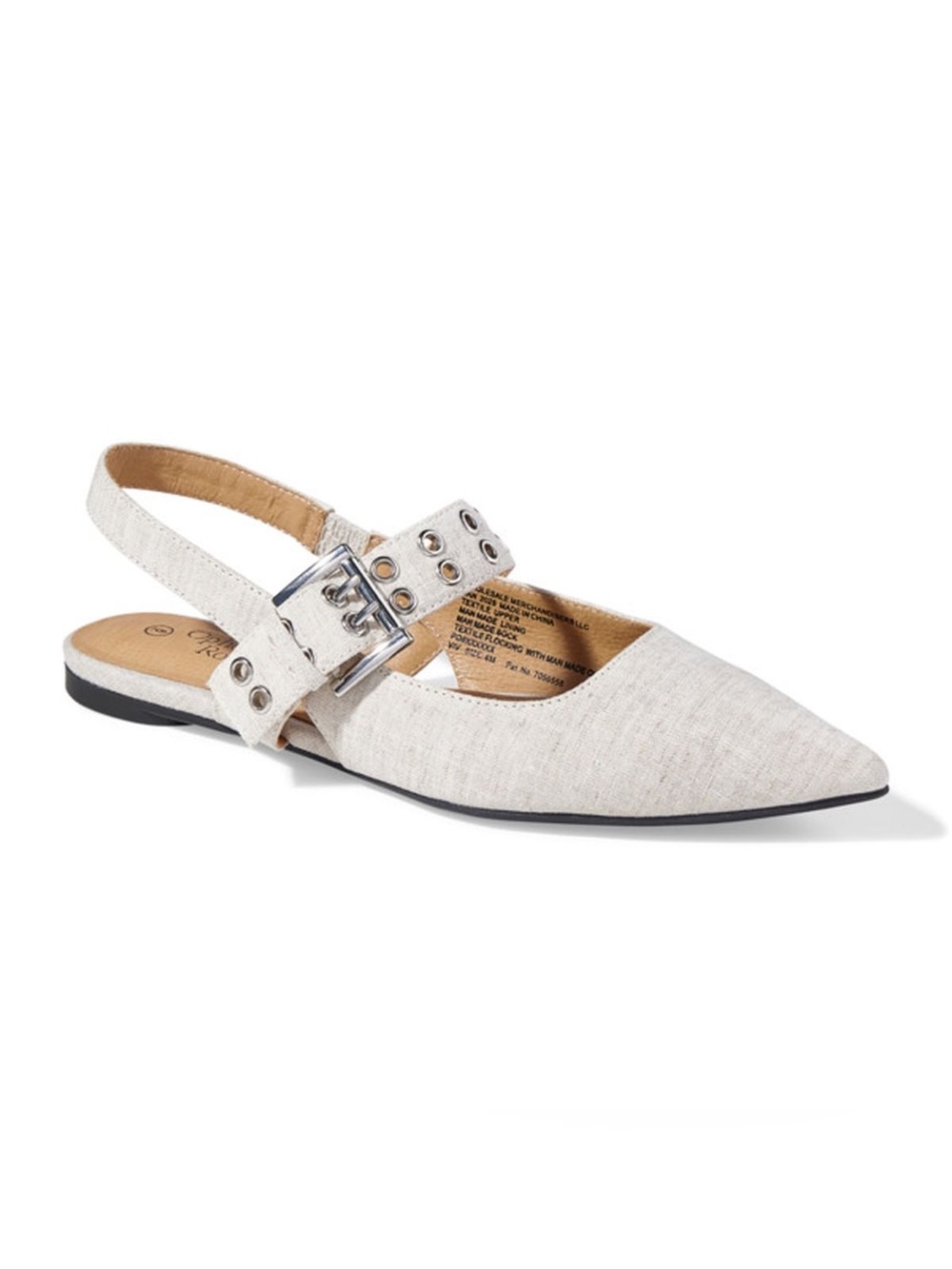 Ophelia Roe Women's Viv Slingback Sandals Neutral Pointed Buckle Flat Size 9